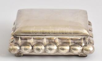 Ezüst (Ag) hólyagos ládika fa betéttel, jelzett, kis elszíneződéssel, kopással, bruttó: 511 g, 19,5x...