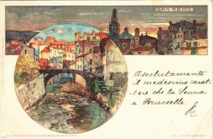 1900 Sanremo, San Remo; Cartoline Postali Artistiche di Velten No. 220. Edit Schmidt-Staub & Cio. Lit. E. Nister. Art Nouveau, litho s: Manuel Wielandt (EB)