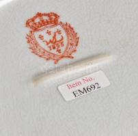 Wong Lee virágmintás fajansz asztali kínáló dobozka, réz elemekkel, hibátlan, jelzett, 14×13×12 cm