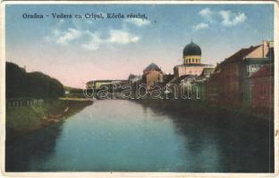 1940 Nagyvárad, Oradea; Vedere cu Crisul / Körös részlet, zsinagóga / Cris riverside, synagogue + "16./II. tű. oszt. pság. Ellenőrizve" (EB)