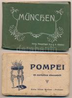 5 db RÉGI külföldi város képeslapfüzet: Firenze, München, Pompei / 5 pre-1945 European postcar bookl...