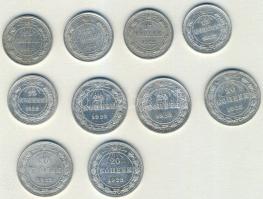 Oroszország/Szocialista Szövetségi Szovjet Köztársaság 1922. 15k Ag (5x), 20k Ag (5x) T:2-,2/3,3+ Összesen 10db Ag!