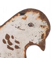 Galamb formájú, festett vas kerékpár névtábla, kopott, rozsdás, 20x12 cm