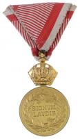 1890. "Bronz Katonai Érdemérem a katonai érdemkereszt szalagján" aranyozott Br kitüntetés ...