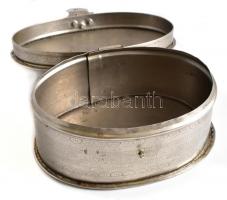 Fém süteményes doboz, vésett díszítéssel, kisebb hibákkal, 10x20x14,5 cm