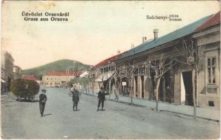 1914 Orsova, Széchenyi utca, üzletek / street, shops (EK)