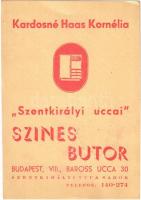 Kardosné Haas Kornélia "Szentkirályi uccai" Színes Bútor áruházának reklámlapja. Budapest VIII. Baross utca 30. Szentkirályi utca sarok / Hungarian furniture shop advertisement card + "100 éves a magyar ipar és kiállításügy 1941. május 4. Budapest" So. Stpl. (EK)