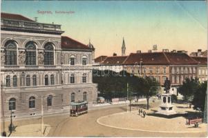 1911 Sopron, Széchenyi tér, villamos (EB)