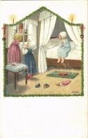 Gyerekek karácsonykor / Children art postcard, Christmas. M.M. Nr. 1227. s: P. Ebner