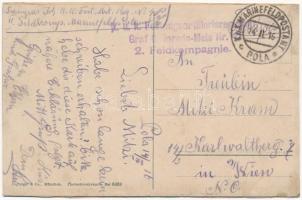 Pola, Pula; port, steamships (r) + "K.u.K. Festungsartillerieregiment Graf Colloredo-Mels 2. Fe...