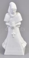 Herendi porcelán imádkozó asszony, fehér mázas, jelzett, hibátlan, m: 13 cm