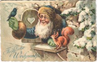 1931 Fröhliche Weihnachten / Christmas greeting art postcard with Saint Nicholas (EK)