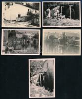 1930 Tapolca, vízimalom, 5 db fotó, 8,5×6 cm