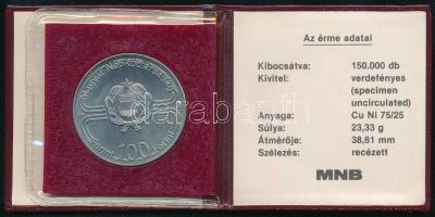 1982. 100Ft Cu-Ni "Labdarúgó világbajnokság 1982" műbőr tokban, tanúsítvánnyal T:BU 
Adam...