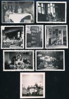cca 1940 Régi lakásbelsők, 8 db fotó, 6×4,5 és 5,5 ×8 cm közötti méretben