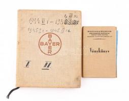 1944-1945 Bayer Diarium, benne számos bejegyzéssel, kiadói egészvászon-kötébsen, sérült kötéssel. + 1939-1942 Vénykönyv, néhány bejegyzéssel.