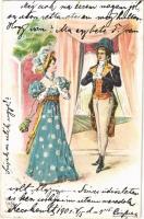 1901 Romantic couple, lady art postcard. E.S.D. Serie 8077. litho (EK)