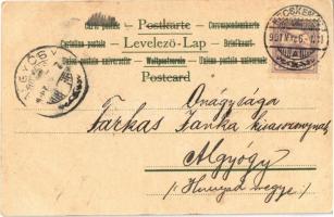 1901 Romantic couple, lady art postcard. E.S.D. Serie 8077. litho (EK)