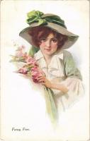 1913 Fancy Free. Lady art postcard. artist signed (EK)