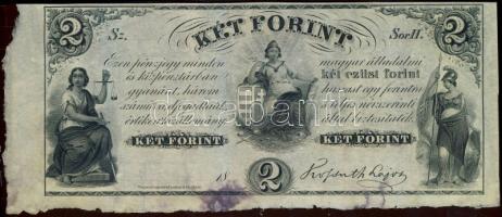 Emigrációs "Kossuth bankó" 18.. 2Ft "Sor H." T:I- kis folttal