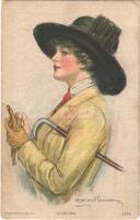 1915 Aurora Lady art postcard. R.C. Co. 1444. s: Clarence F. Underwood (EK)
