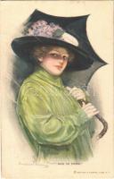 1915 Rain or Shine! Lady art postcard. Reinthal & Newman Series No. 349. s: Clarence F. Underwood (EK)