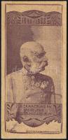 1908 Emlékkártya Ferenc József uralkodásának 60. évfordulója alkalmából, kartonpapír, megkímélt állapotban, 5x10,5 cm