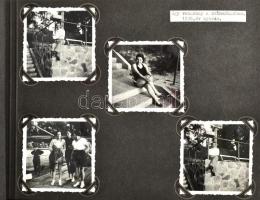 cca 1935-1936 Régi fotóalbum 86 db fotóval, Kőszeg, Írottkő, Léka, balatoni nyaralás, 6,5×8,5 cm