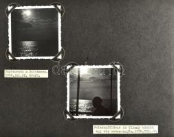 cca 1935-1936 Régi fotóalbum 86 db fotóval, Kőszeg, Írottkő, Léka, balatoni nyaralás, 6,5×8,5 cm