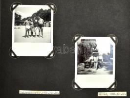 cca 1935-1936 Régi fotóalbum 86 db fotóval, Kőszeg, Írottkő, Léka, balatoni nyaralás, 6,5×8,5 cm