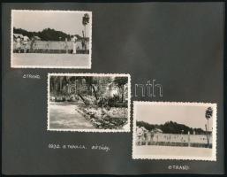1932 Tapolca, sétány, strand, 3 db fotó, kartonra ragasztva, 6,5×9 cm