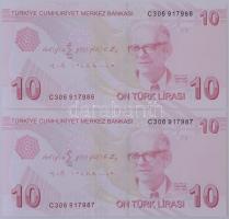Törökország 2009. 10L (2x, sorszámkövetők) T:I
Turkey 2009. 10 Lirasi (2x, sequential serials) C:UN...