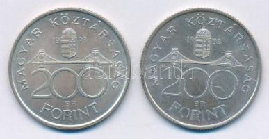 1993. 200Ft Ag "MNB" (2x) T:2 Adamo F13