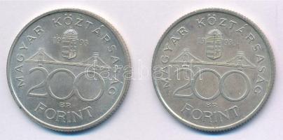 1993. 200Ft Ag "MNB" (2x) T:2 Adamo F13