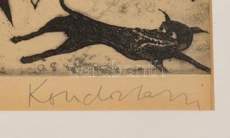 Kondor Lajos (1926-2006): Canterbury mesék. Rézkarc, papír, jelzett, számozott: 26/100. Üvegezett fa...