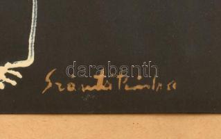 Szántó Piroska (1913-1998): Pár. Zománcfesték, papír, jelzett, üvegezett fa keretben, 50×34 cm