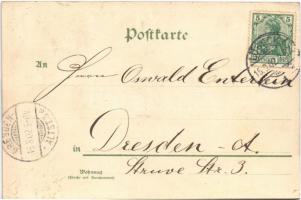 1902 Lübeck, Partie am Hafen mit Marienkirche / port, church (EK)