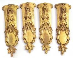 4 db antik aranyazott bronz láb bútorhoz, h: 26 cm