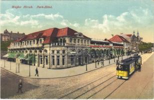 Dresden, Weisser Hirsch (Weißer Hirsch); Park-Hotel / street view, tram, hotel