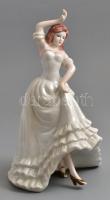 Porcelán balerina, kézzel festett, jelzés nélkül, kopásnyomokkal, m: 23 cm