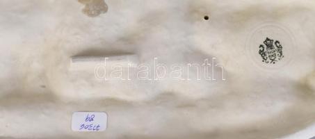 Schaubachkunst biszkvit porcelán szántó férfi lovakkal, jelzett, kis kopásnyomokkal, gyári repedések...