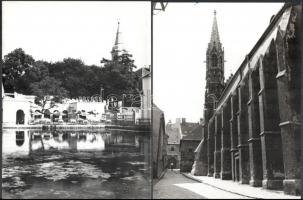 cca 1950-1970 Vegyes város- és tájképek (Pozsony, Budapest-Lánchíd, stb.), 9 db fotó, 18x13 cm és 21x18 cm közötti méretben