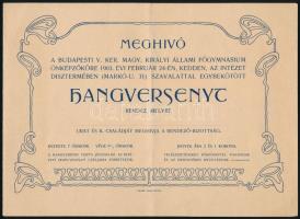 1903 Budapesti Magy. Királyi Állami Főgymnasium Önképzőkörének hangverseny meghívója és műsora, kitöltetlen