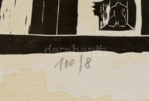 ef.Zámbó (efZámbó) István (1950-): Nyitott nő. Linó,  merített papír. Jelzett, számozott: 100/8. Lap...