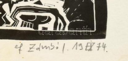 ef.Zámbó (efZámbó) István (1950-): Nyitott nő. Linó,  merített papír. Jelzett, számozott: 100/8. Lap...