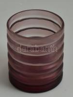 Venini jelzéssel muranói lila üveg váza / pohár, kis kopásnyomokkal, m: 9 cm