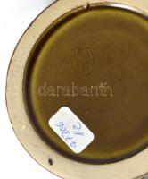 Mázas kerámia sörös korsó, ón fedéllel, jelzett, hibátlan, m: 19,5 cm