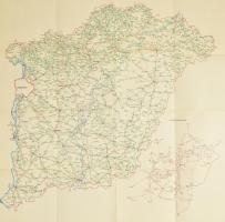 1970 Magyarország Autóbuszhálózata 1970-1971, Bp., Kartográfia, 66x68 cm
