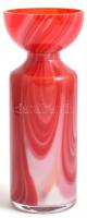 Carlo Moretti jelzéssel kétrétegű piros üveg váza, kis kopásnyomokkal, m: 20,5 cm