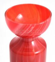 Carlo Moretti jelzéssel kétrétegű piros üveg váza, kis kopásnyomokkal, m: 20,5 cm